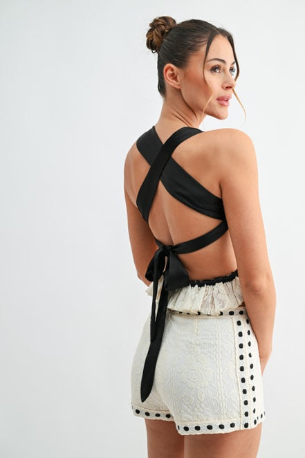 Riviera Lace Contrast Shorts Set
