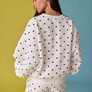 White/Black Polka Dot Fleece Shorts