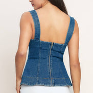 Medium Indigo Button Detail Denim Top