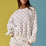 White/Black Polka Dot Fleece Sweatshirt