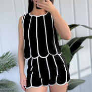 Alexa Scalloped Crop Top and Shorts Matching Set