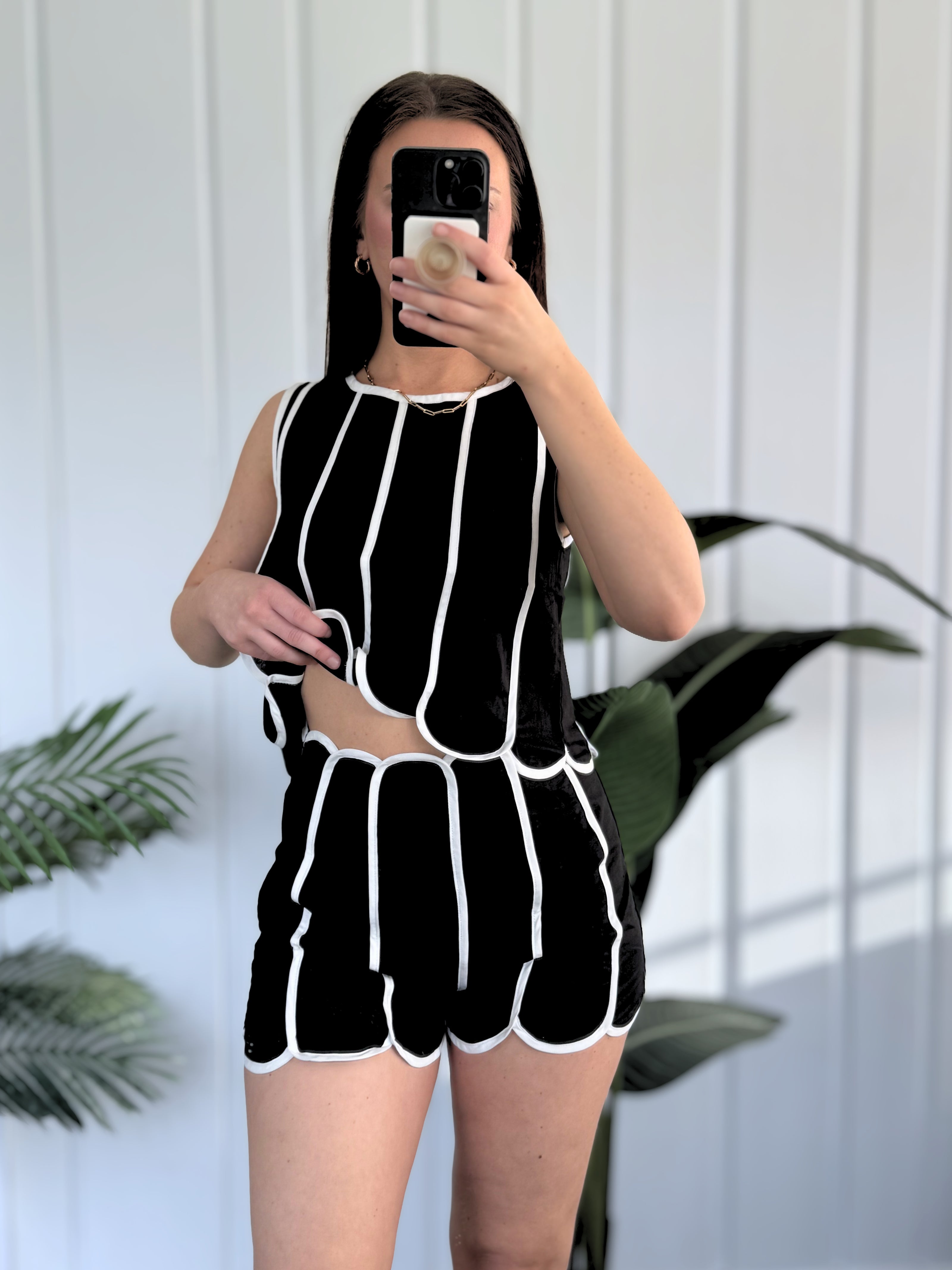 Alexa Scalloped Crop Top and Shorts Matching Set