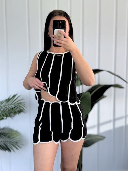 Alexa Scalloped Crop Top and Shorts Matching Set