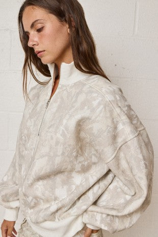 Light Camo Zip Up Sweater