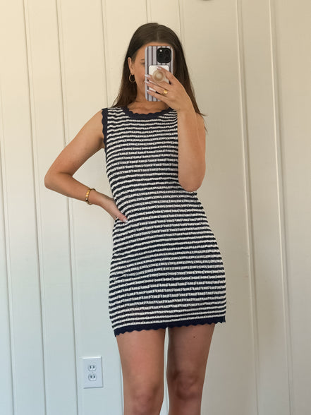 Navy/White Seaside Stripe Knit Mini Dress
