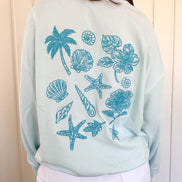 Blue Coastal Embo Crew Neck Oversized Sweatshirt