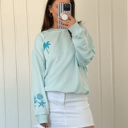 Blue Coastal Embo Crew Neck Oversized Sweatshirt