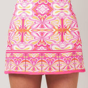 Pink Abstract Print Woven Skort