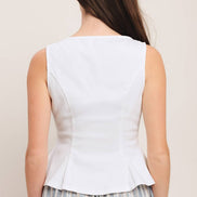 White Embroidered Eyelet Sweetheart Button Down Top