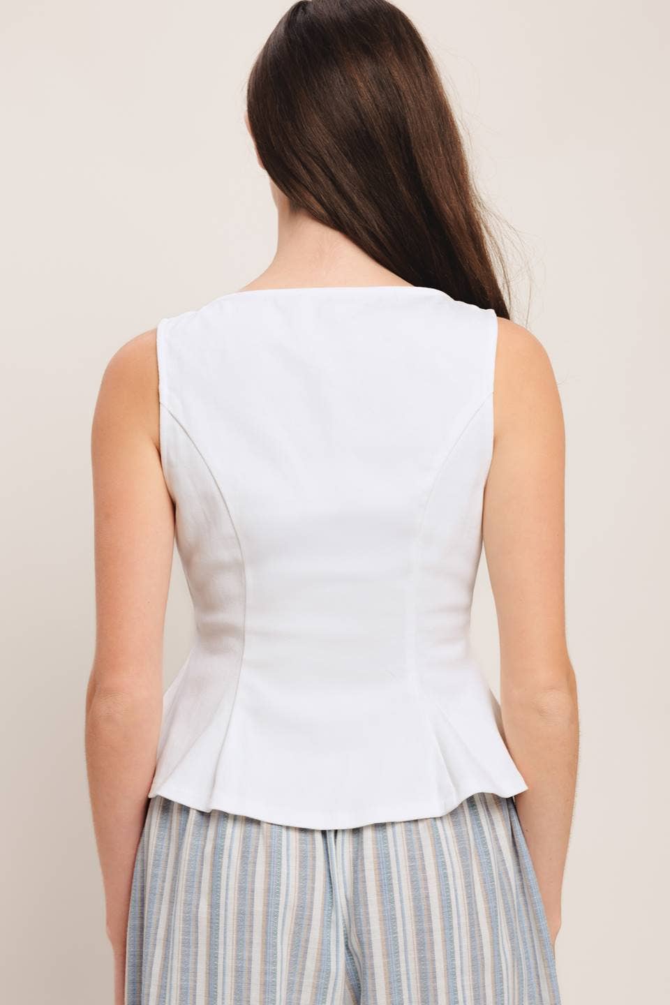 White Embroidered Eyelet Sweetheart Button Down Top