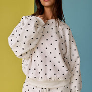 White/Black Polka Dot Fleece Shorts