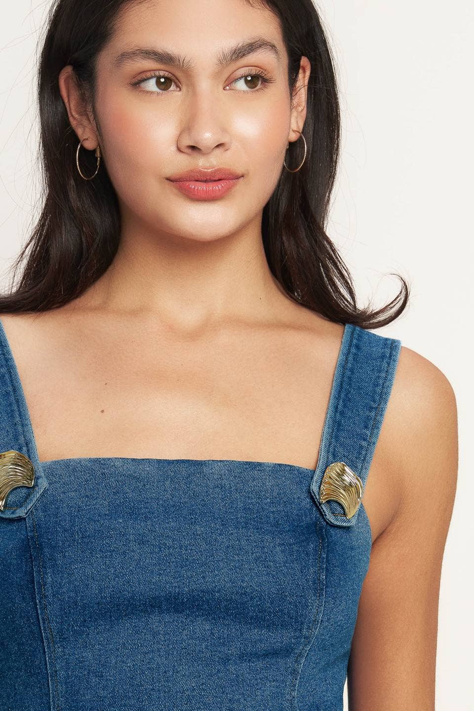 Medium Indigo Button Detail Denim Top