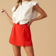 Red Woven Belt Skort