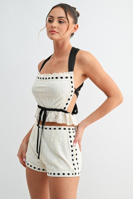 Riviera Lace Contrast Shorts Set