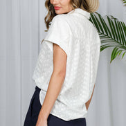 Floral Embroidered 100%Cotton Eyelet Lace Blouse Top